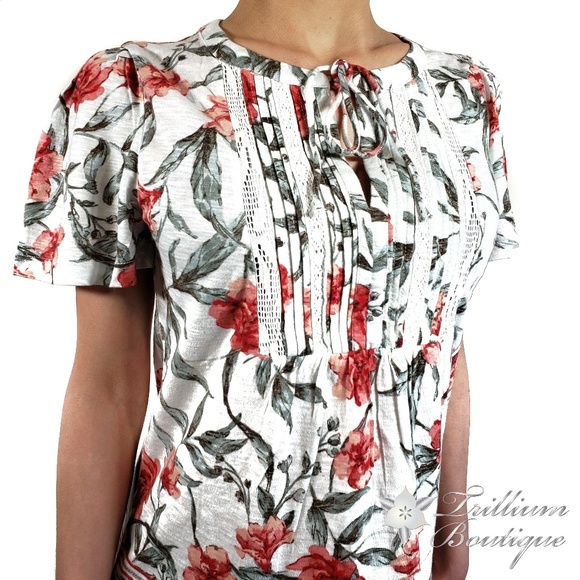 LUCKY BRAND Women's Printed Tie Front Blouse NWT - Picture 4 of 9